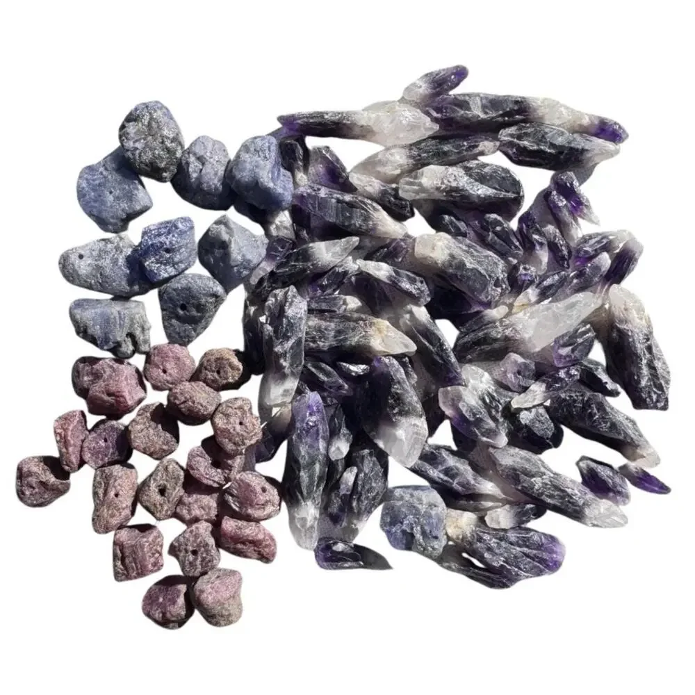 Drilled Gemstone Lot Beads - Tanzanite, Amethyst and Ruby - 260 grams